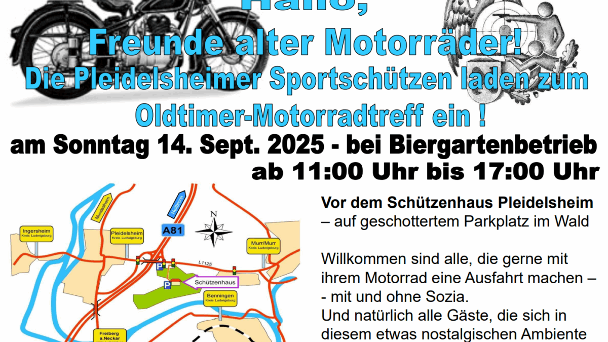 Oldtimer-Motorradtreff am 14. September in Pleidelsheim