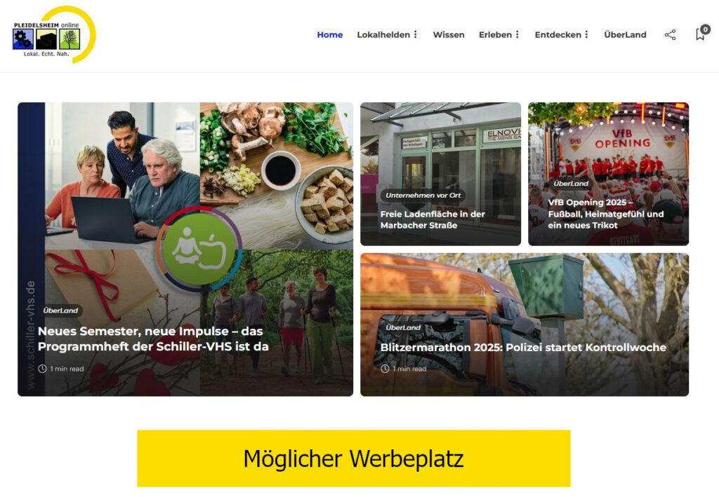 Beispiel Werbeplatz Startseite